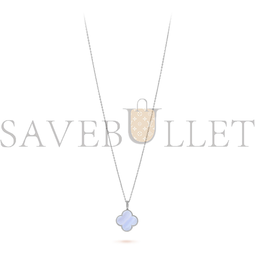 VAN CLEEF  ARPELS MAGIC ALHAMBRA LONG NECKLACE, 1 MOTIF - WHITE GOLD, CHALCEDONY  VCARP6L900